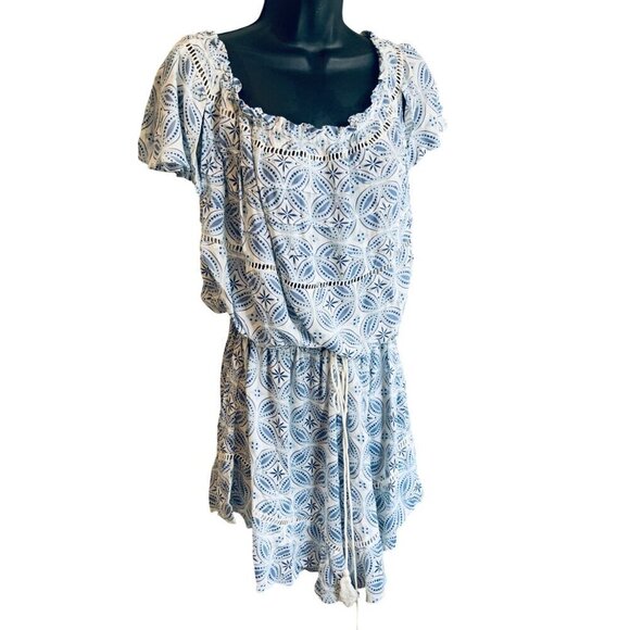 Bohome Womens Romper size 1X blue white 40W 50Ch 50 hip - Picture 5 of 8